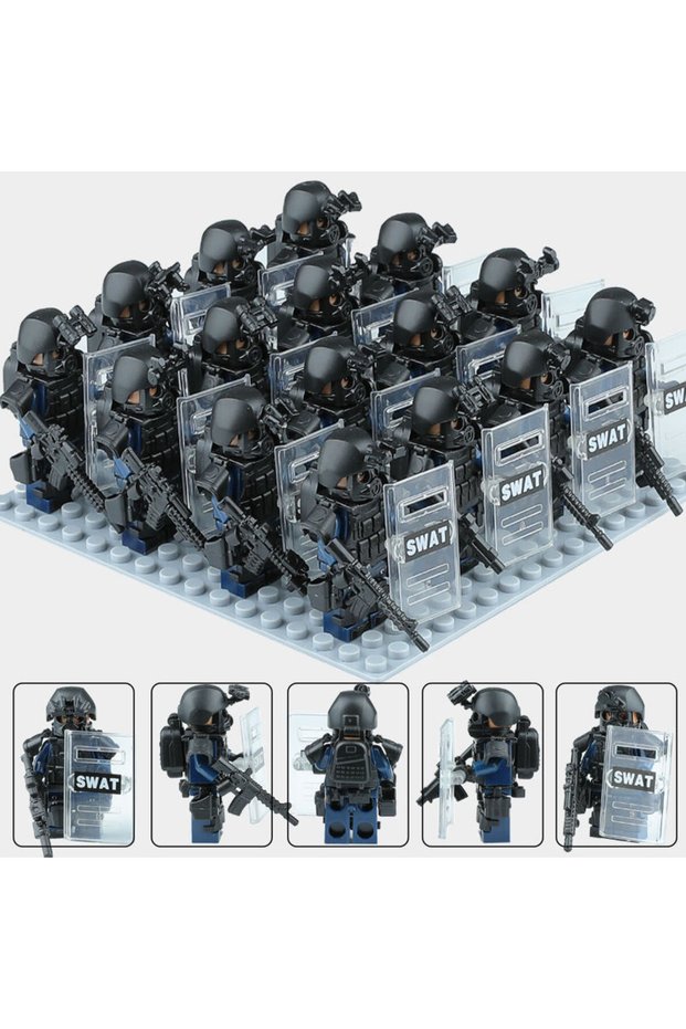 18 pcs-5 MOC piece building block reloading special forces ghost swat doll DIY assembling mini human