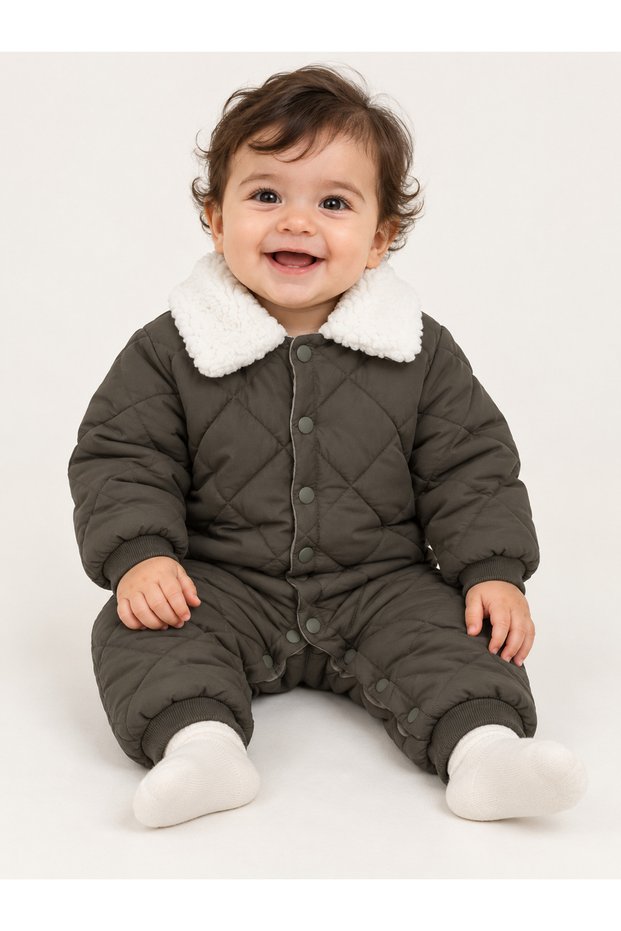Micro Quilted Collared Jumpsuit