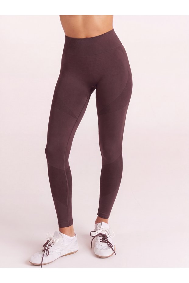 Women's Brown High-Rise Stretchy Sports Leggings