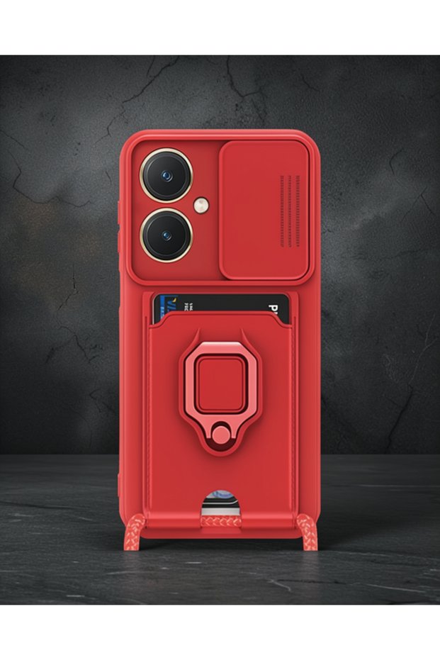 Vivo Y27 Case Zuma with Business Card and Ring Silicone - Red