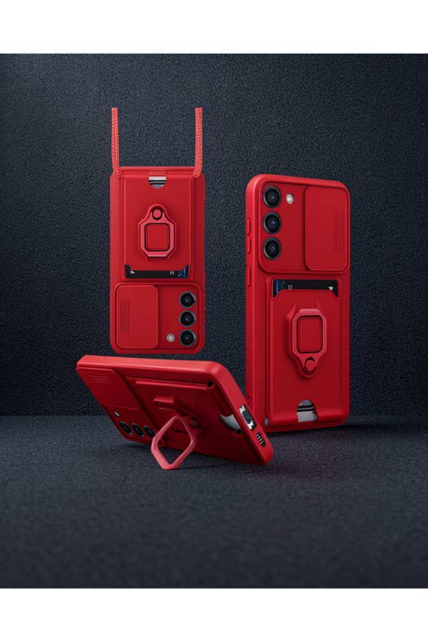 Samsung Galaxy S24 Plus Case Zuma Silicone with Business Card Ring - Red