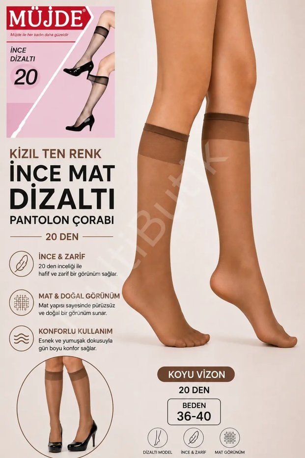 20 Den Thin Matte Knee-Length Pantyhose Socks – 3 Pieces - Dark Mink
