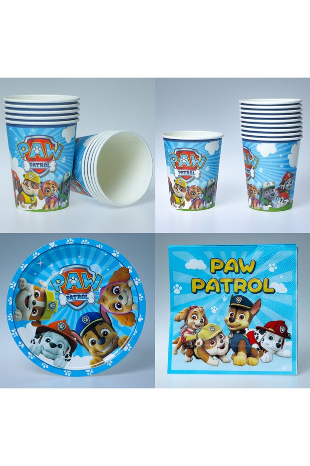 60pieces Tablewares-B PAW Patrol Birthday Decoration Party Tablewares Disposable Tableware Tableclot