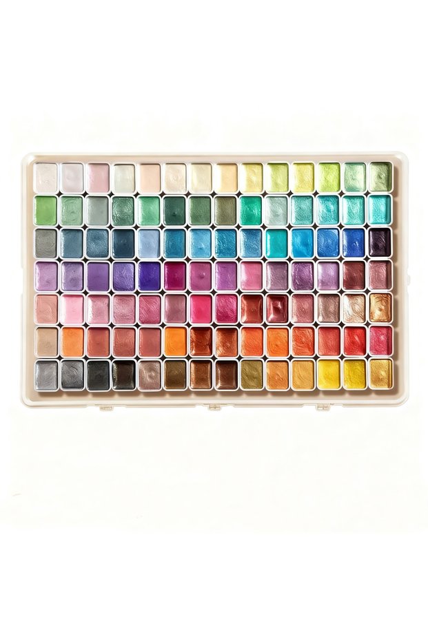 98 Color Metallic Watercolor Paint Set-Portable,Lightweight, High Solid Pigment, Starry Shades - Ide