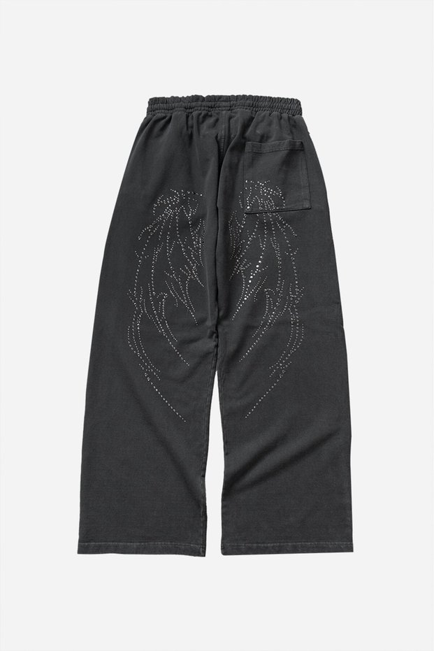 Metal Rivet Washed Baggy Black Men's Sweatpants