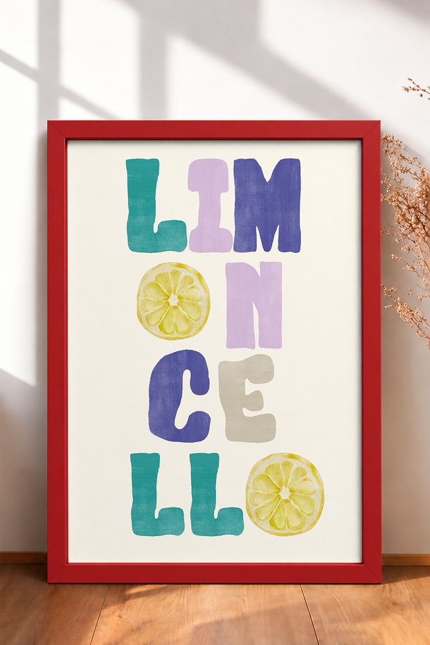 Limoncello Written Colorful Typography Framed Painting Italy Poster Living Room Kitchen Wall Decor Itp002
