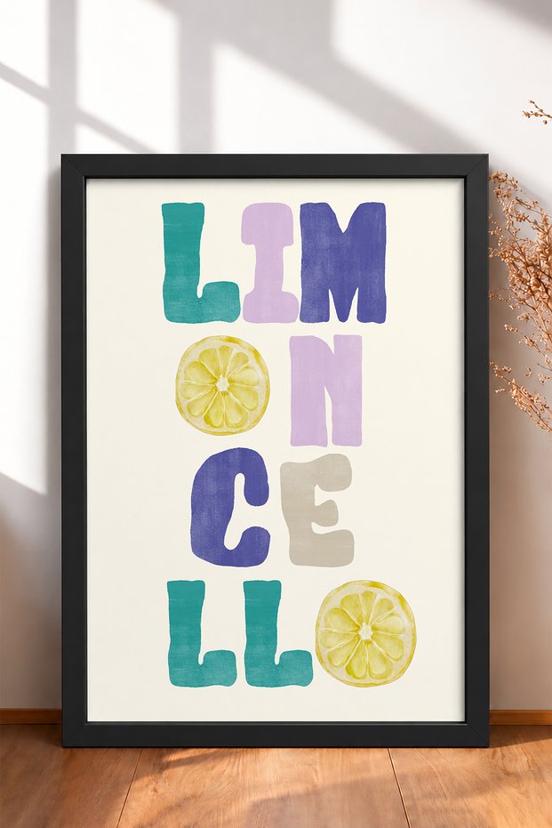 Limoncello Written Colorful Typography Framed Painting Italy Poster Living Room Kitchen Wall Decor Itp002