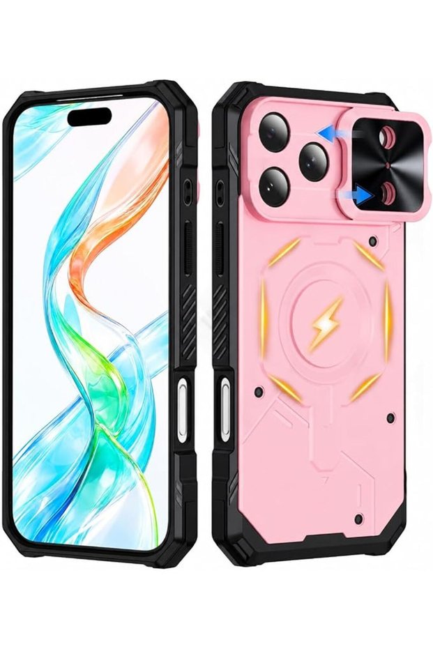 ANTSHARE for iPhone 18 Pro Max Case – Sliding Camera Cover Shockproof (Pink)
