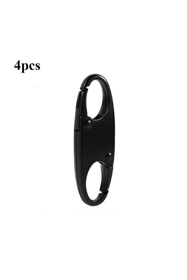 Black 4pcs New Metal Detachable Carabiner Clips Alloy Zipper Lock Clip Silver Anti Theft Bag Suitcas