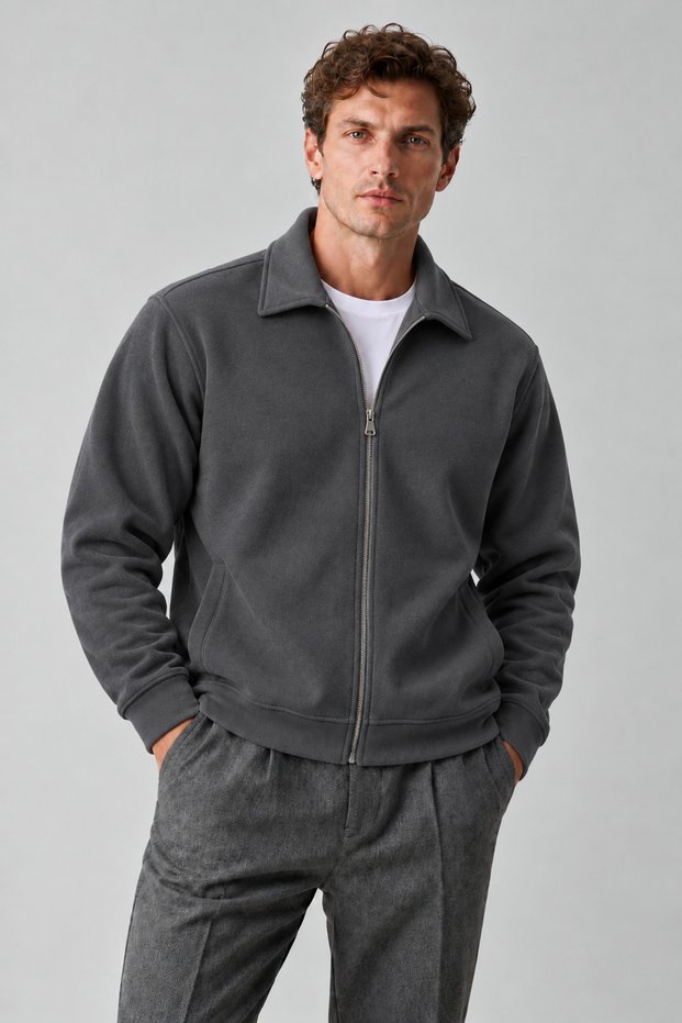 Men's Comfortable Fleece-Lined Smoked Cardigan