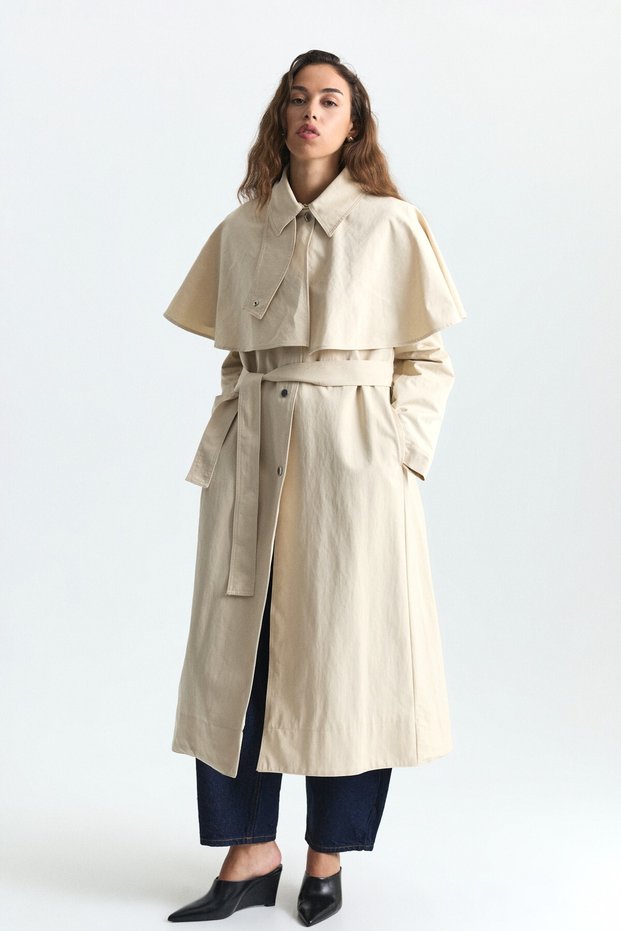 Long Trench Coat with Cape