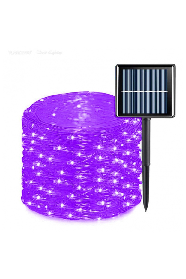 7m 50 leds purple Outdoor LED Solar Fairy String Lights, 300/200/100/50 LEDs Copper Silver Wire Garl