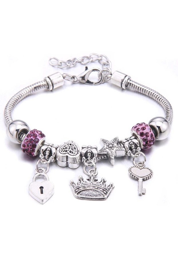 B3282-purple 2025 New Charm Bracelet & Bangles Jewelry white butterfly Crown Beads Bracelets Brands