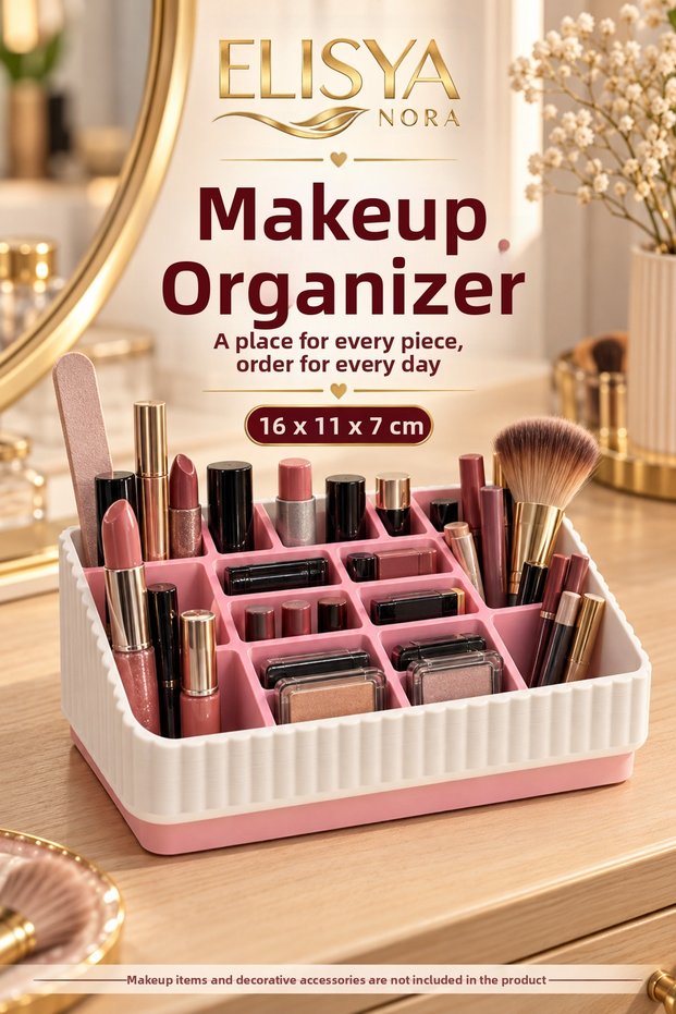 Compartmentalized Makeup Organizer Lipstick and Brush Organizer 16X11X7 cm