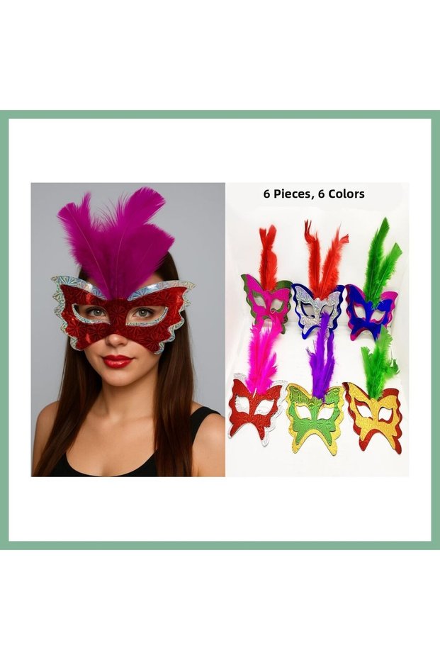 Colorful Party Mask 6& # 39;Li | Furry Cardboard (with Rubber) Bsk2026