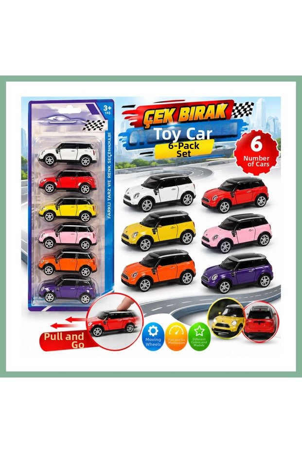 Kzl-562-28 Cekbirak 6 Li Cars Kartela Toy Car Bsk2026