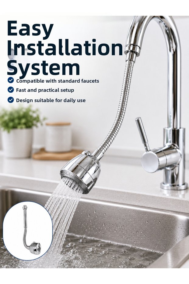 360 ° Rotatable Adjustable Faucet Extension Device Flexible Spiral Faucet Head