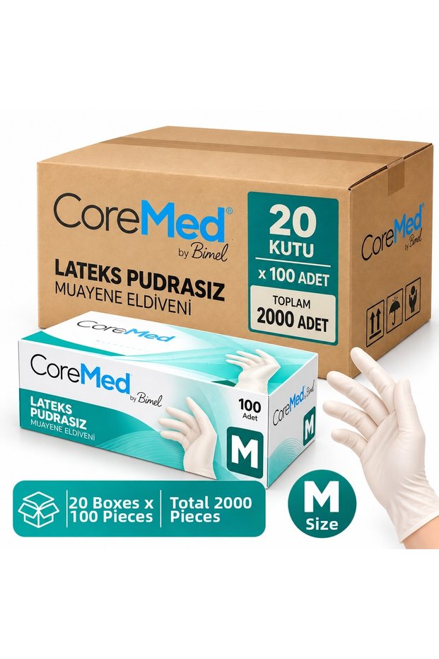 Coremed Latex Powder-Free Examination Gloves Size m Box 2000 Pieces