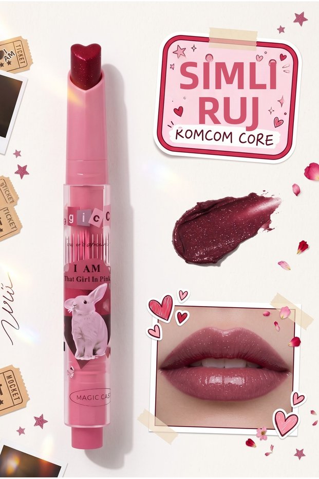 Rabbit-Tipped Glitter Lipstick - Wet Look Shiny - Romcom Core