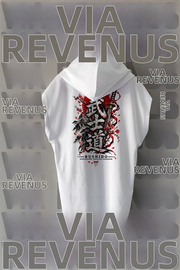 Bushido / Discipline Creates Freedom Front and Back Printed Zero Sleeve Hoodie 100% Cotton Sport Tshirt
