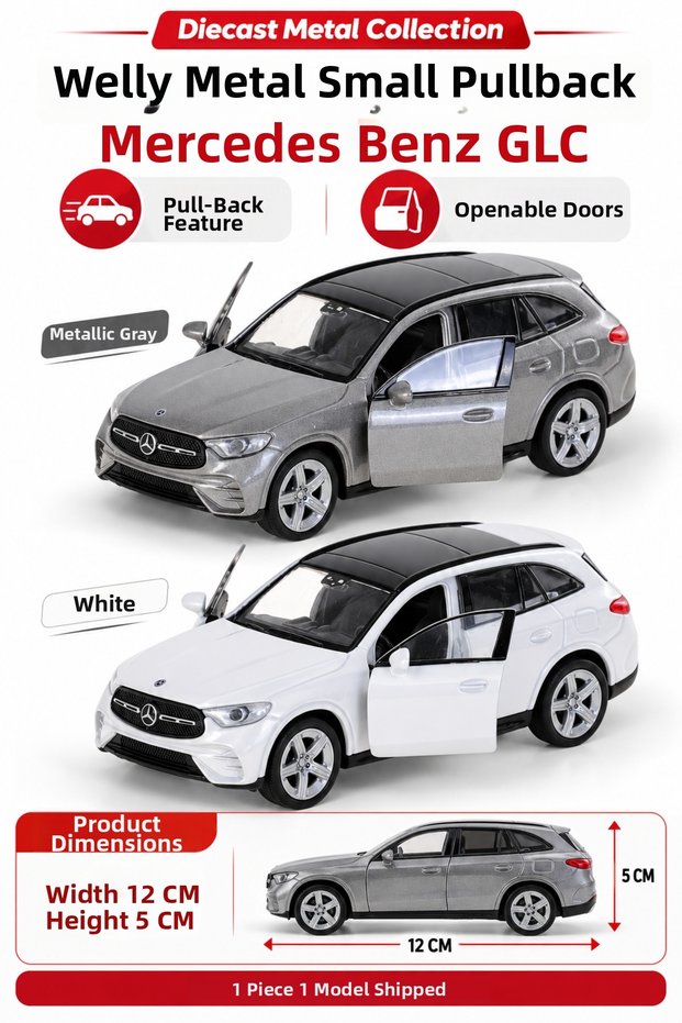 Metal Mercedes Benz Glc Pull and Drop Model Vehicle with Openable Doors 12 cm