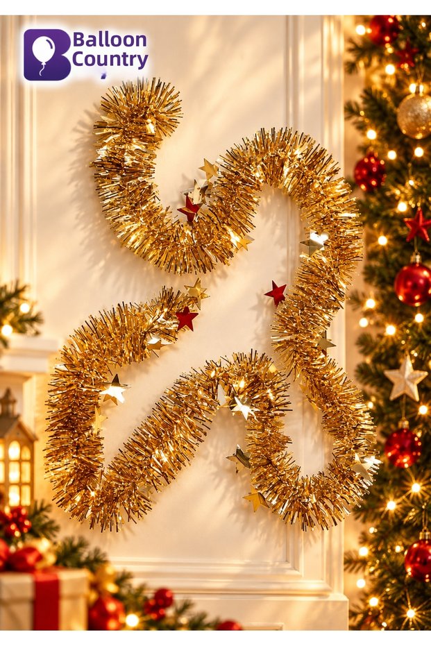New Year's Gold Golden Colorful Glitter Tree Ornament Garland Pine Tree Ornament Table Decoration