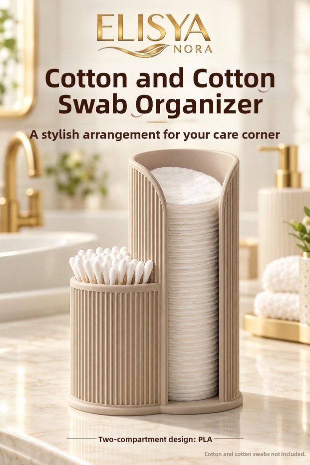Cotton Swab and Earpick Organizer Two Compartment Bathroom Organizer