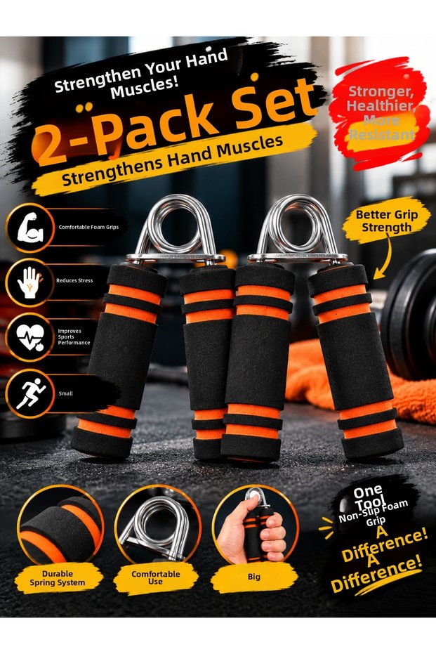 2 pieces double hand spring wrist arm finger strengthener non-slip sponge steel spring for both hands