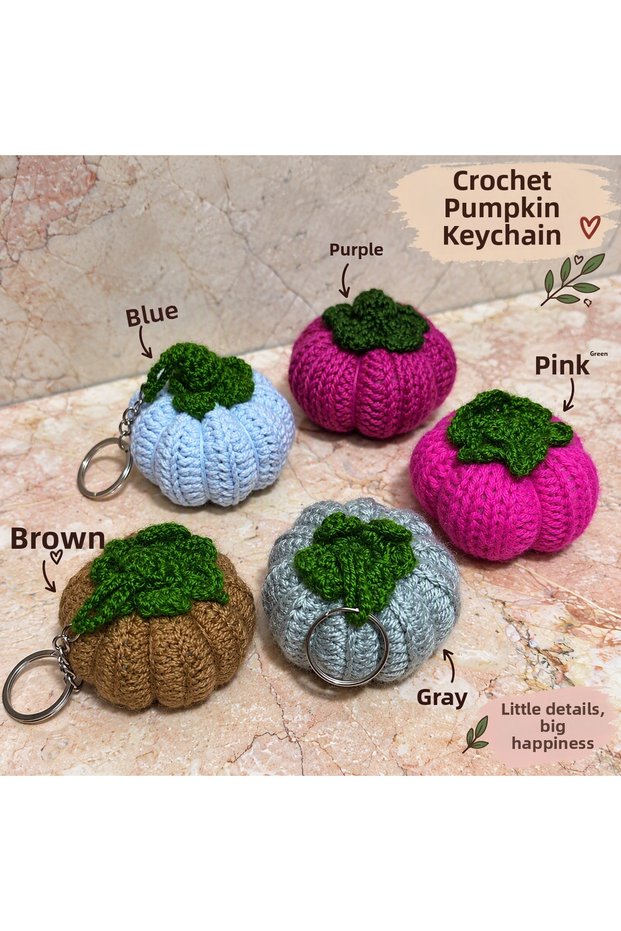 Knitted Pumpkin Keychain
