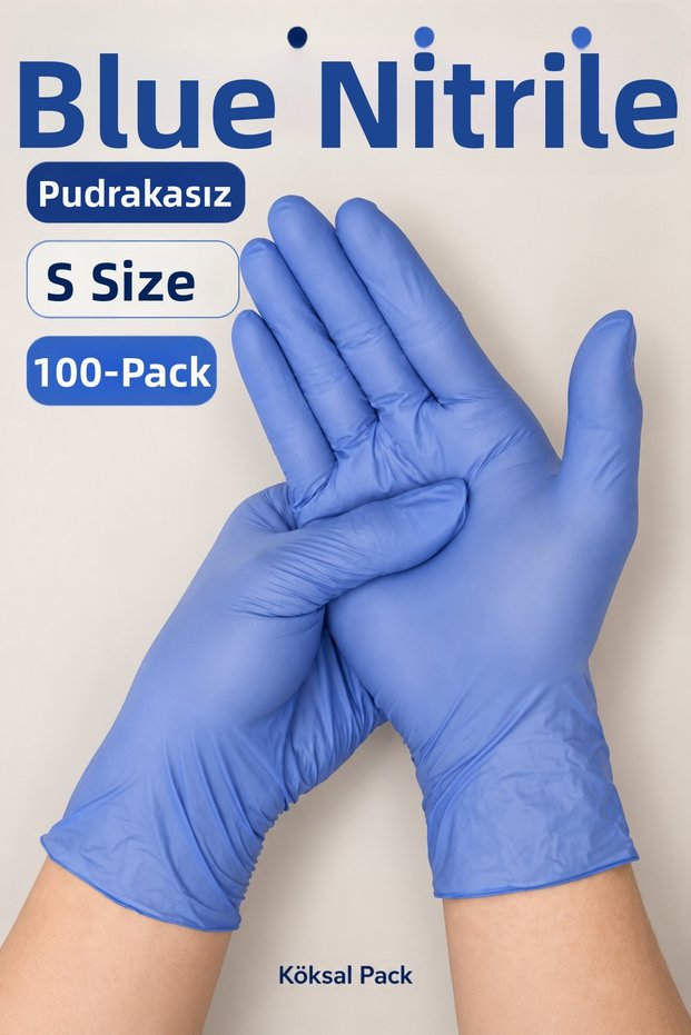 Blue Nitrile Powder-Free Gloves Size S 100 Pieces