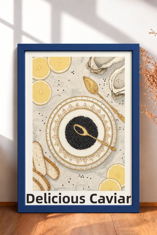 Caviale Delizioso Caviar Plate Framed Painting Italy Poster Living Room Kitchen Wall Decor Itn056