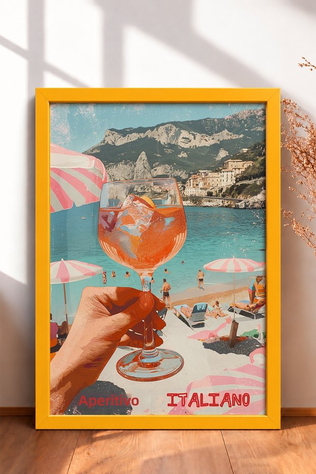 Aperitivo Italiano Seaside Cocktail Framed Painting Italy Poster Living Room Kitchen Wall Decor Itp005