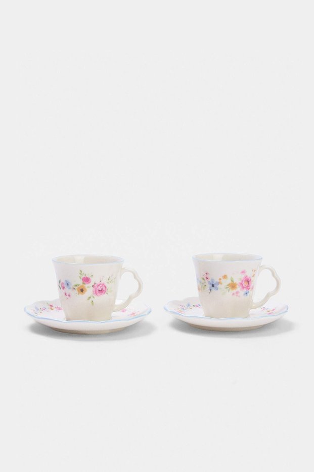 2-Piece Romantic Floral Design Porcelain Coffee Cup Set Tphss26Kfc00018
