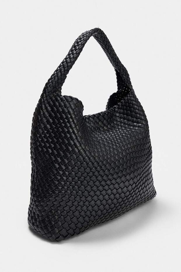 Black Knitted Women's Maxi Shoulder Bag Takaw27Oc00059