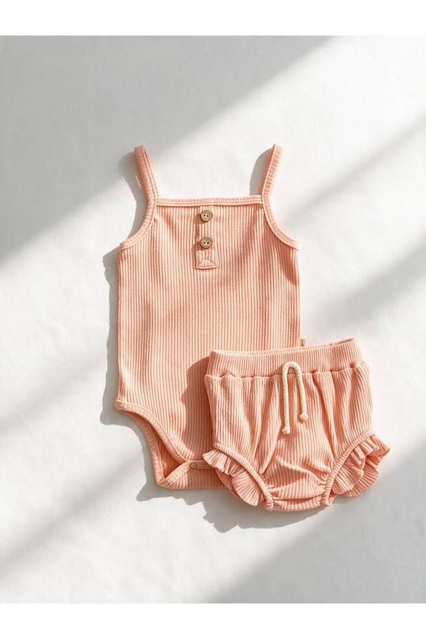 Baby Girl Summer 2-Piece Badi Set with Straps and Ribbons