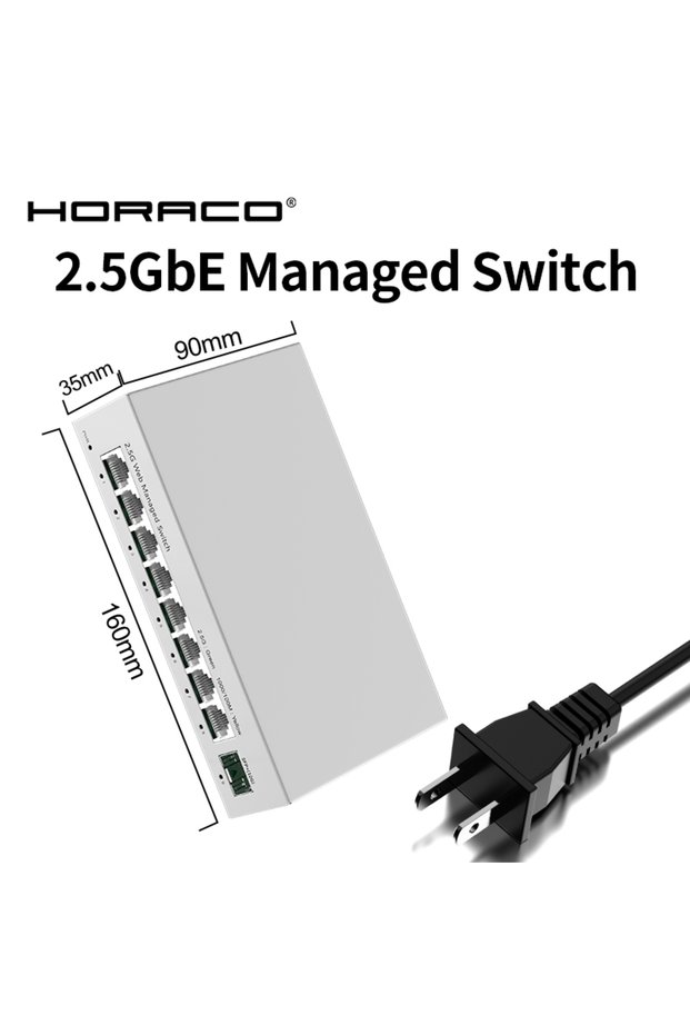 US Adapter 2.5GbE Managed Switch 8 Port 2.5GBASE-T Network Switcher 10G SFP+ Slot Uplink Web Managed