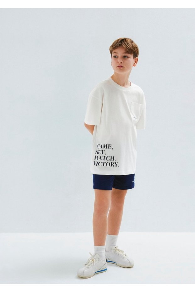 Tennis Club Printed Ecru T-Shirt Oversized / Wide Fit 6610400-70057