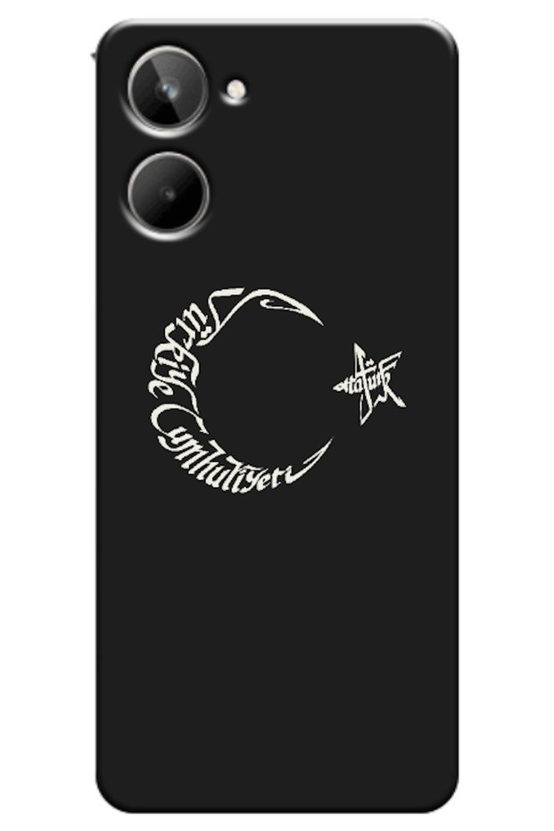 Realme 10 Compatible Case with Crescent Moon, Star, and Atatürk (Printed)