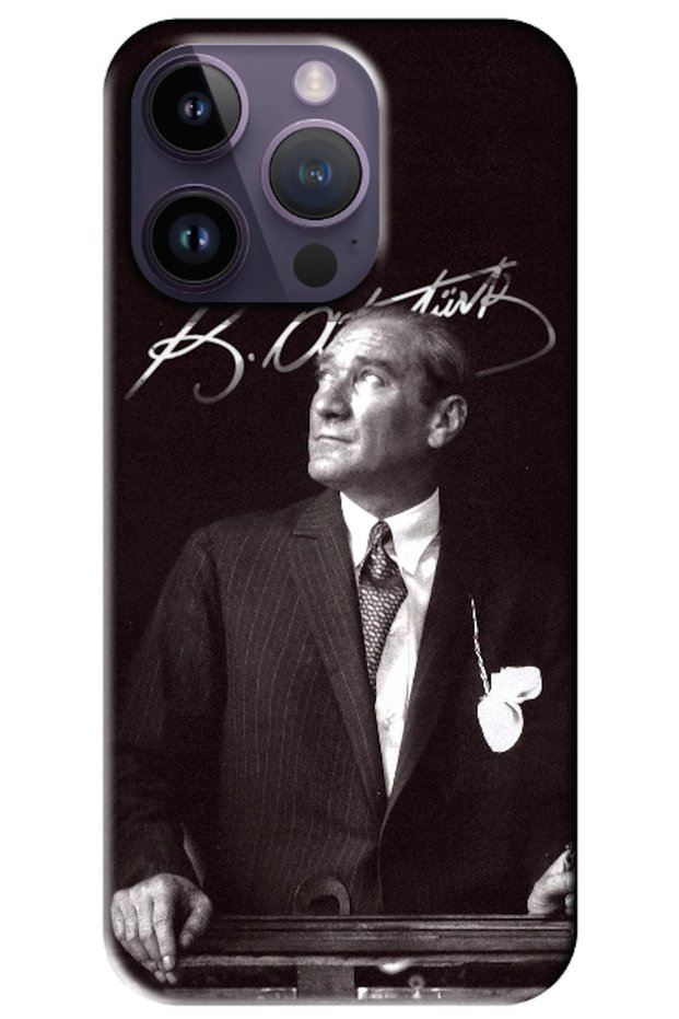Apple iPhone 15 Pro Max Compatible Case Featuring Mustafa Kemal Atatürk (Printed)