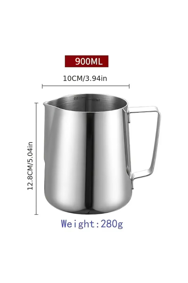 900ML With Scale 350/600/900ml Milk Creamer Frothing Pitcher With Scale Stainless Steel Coffee Cup J