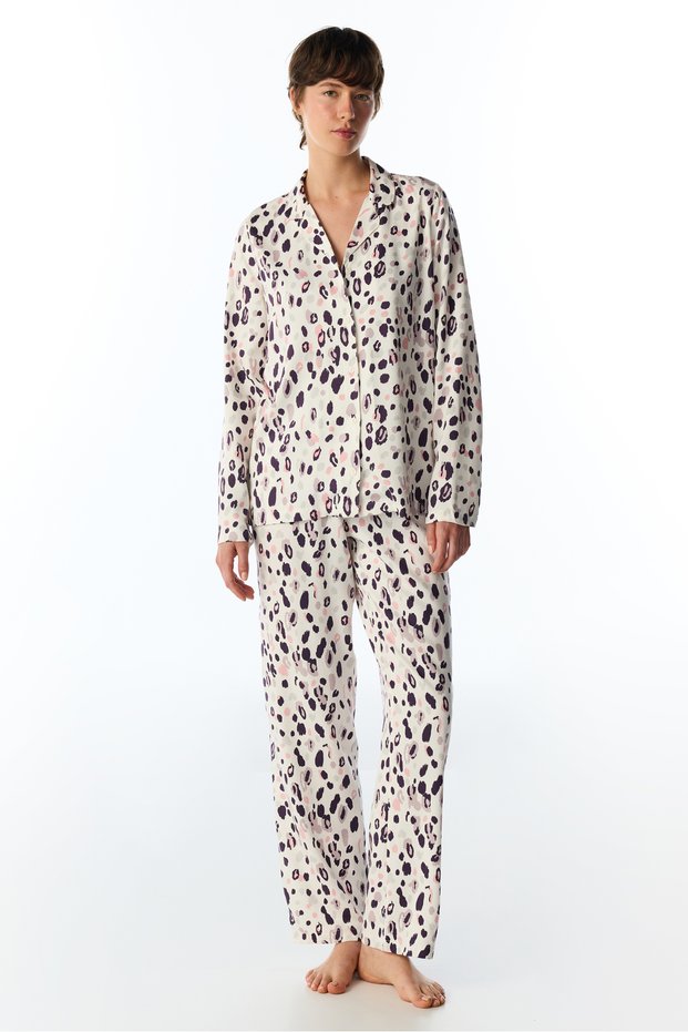 Midnight Mood Long Sleeve Buttoned Shirt Pants Pajama Set