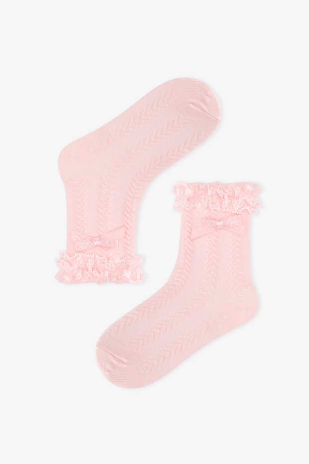 Girl's Pink Lace Socks