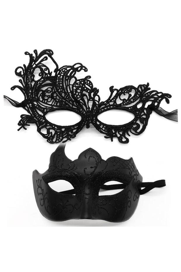 A4 2pcs Elegant Black Lace Masquerade Mask Set For Couples Perfect For Venetian Party Mardi Gras And
