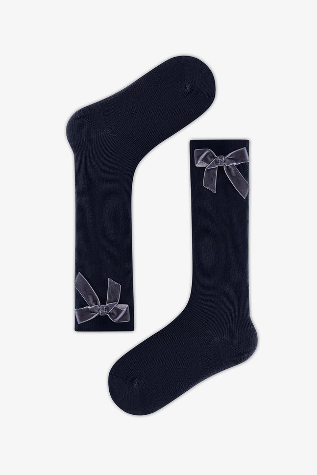 Girls Navy Ribbon Pants Socks