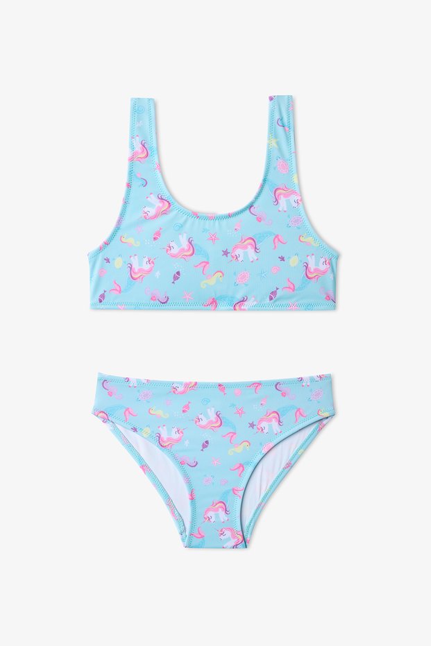 Girl's Unimermaid Unicorn Patterned Halter Bikini Set
