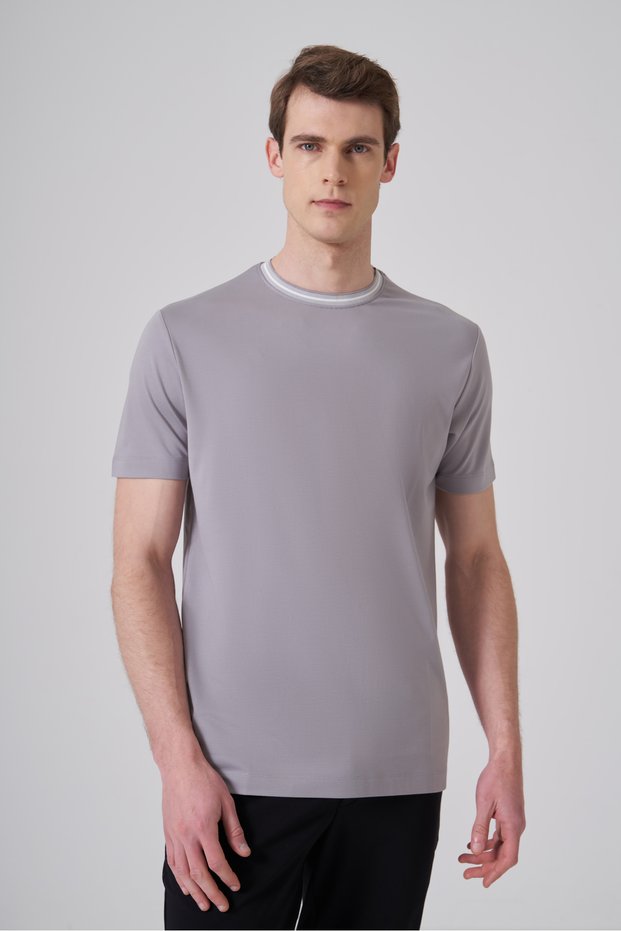 Men's Gray Trend Rayon Crew Neck Dynamic Fit Tshirt