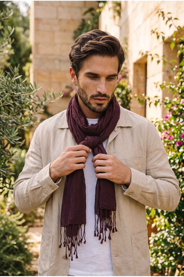 Men's Cotton Fringed Scarf
