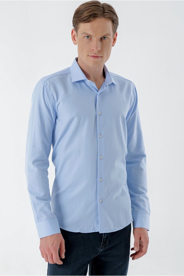 Men's A. BLUE Parma Dobby Shamre Patterned Slim Fit Shirt