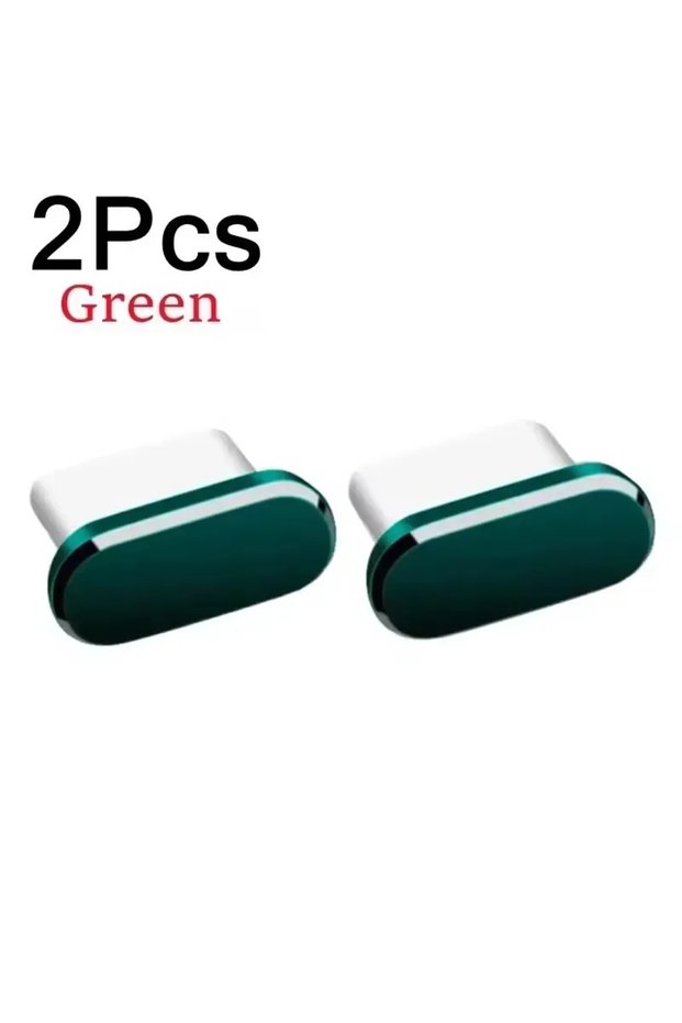 2Pcs Green Metal USB C Dust Plug Mobile Phone Type-C Charging Port Protector Cap Dustplugs for iPhon