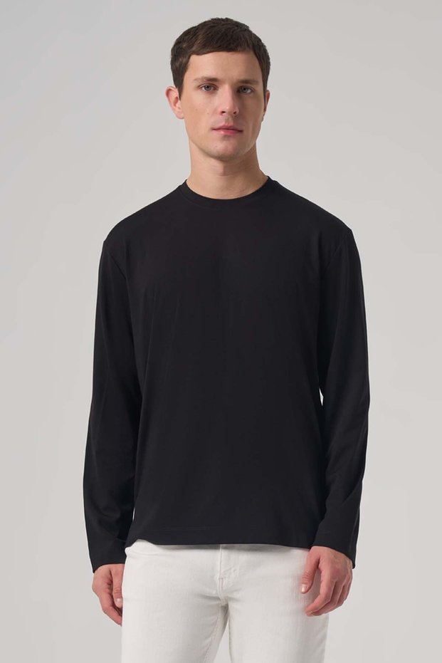 Men's Black Trend Crew Neck Rayon Sweatshirt